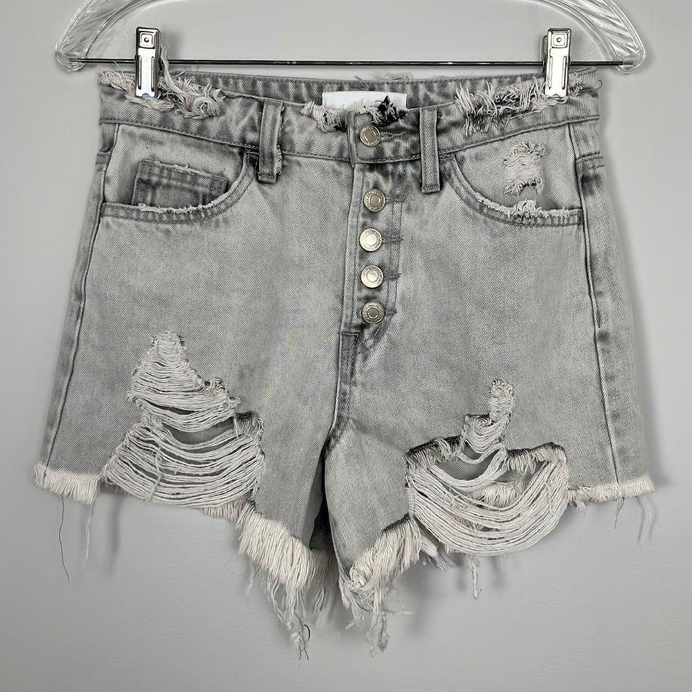 VERVIT Shorts SIZE S  Sienna Super High Rise Denim destroyed rigid jean